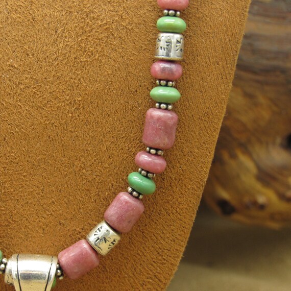 Sterling Silver, Rhodonite and Turquoise Bead and… - image 5