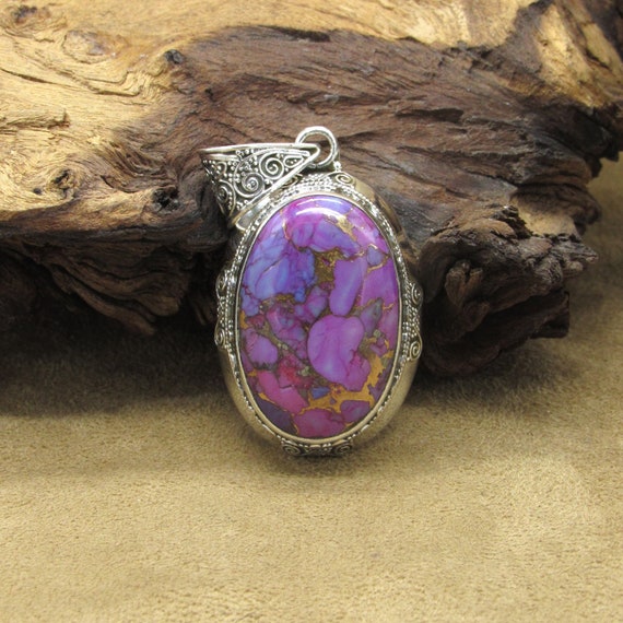 Sterling Silver Oval Purple Mojave Turquoise Pendant