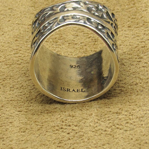 Wide Sterling Silver Solid Filigree Ring Made in … - image 5