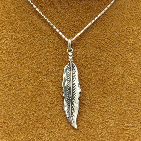 Vintage Sterling Silver Feather Necklace - image 2