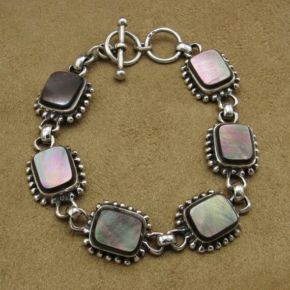 Sterling Silver and Black Lip Mother of Pearl Lin… - image 2