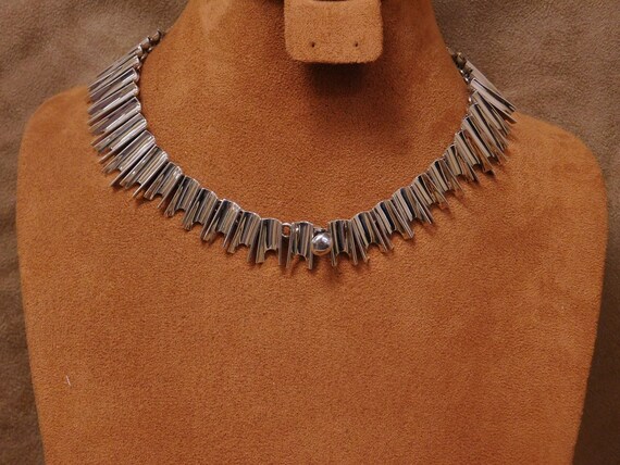 Sterling Silver Graduated Rectangle Link Collar N… - image 2