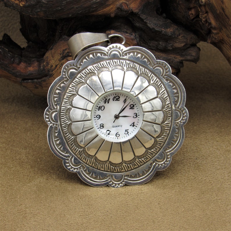 Southwest Sterling Silver Watch Pendant image 1