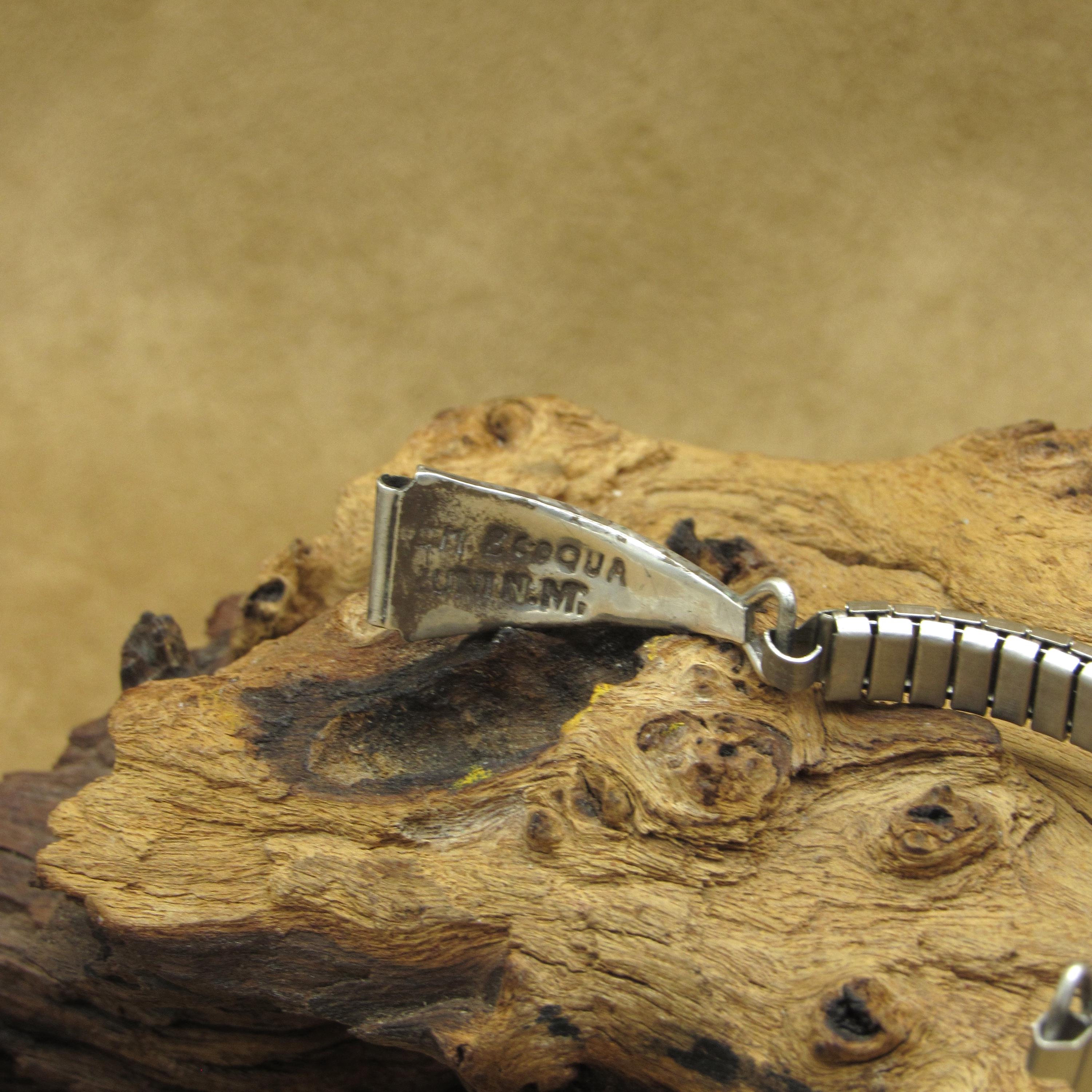 Vintage Zuni‎ Sterling Silver Multi Stone Inlaid Watchband by CM Booqua Item #944F- Men main image 3
