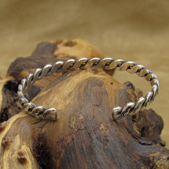 Southwest Sterling Silver Twisted Wire Cuff Brace… - image 4