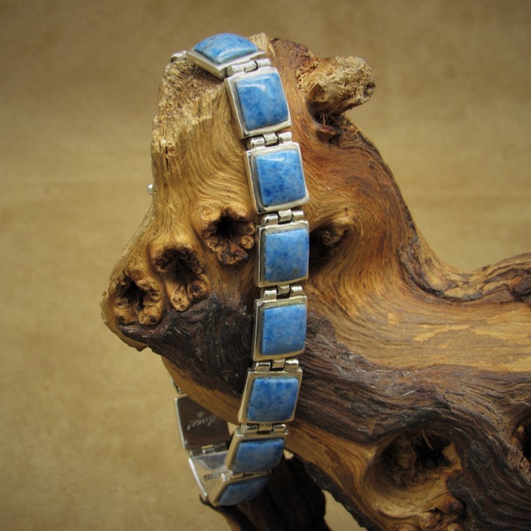 Sterling Silver and Denim Lapis Toggle Link Bracelet by Sanel