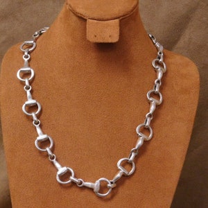 Vintage Sterling Silver Horse Bit Style Linked Necklace