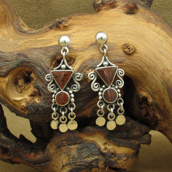 Jasper and Sterling Silver Dangle Post Earrings - image 1