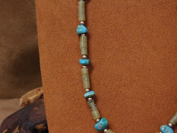 Vintage Sterling Silver Turquoise Beads Necklace - image 2