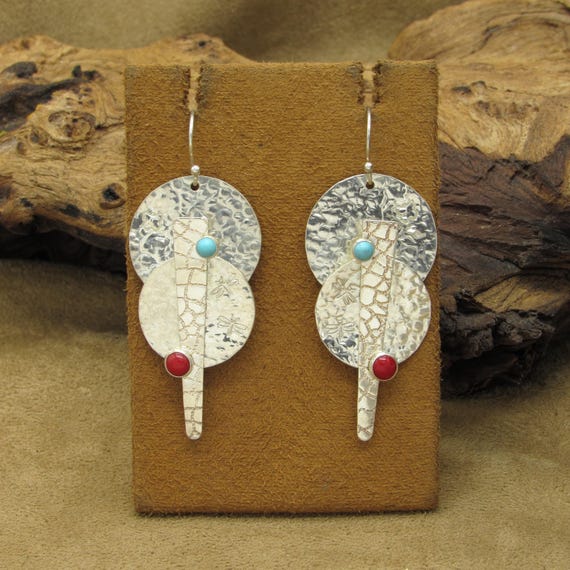 Sterling Silver Textured Dangle Wire Carolyn Poll… - image 2