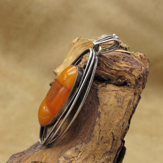Sterling Silver and Amber Pendant - image 3