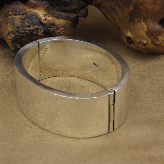 Heavy Sterling Silver Hinged Bangle Bracelet - image 3