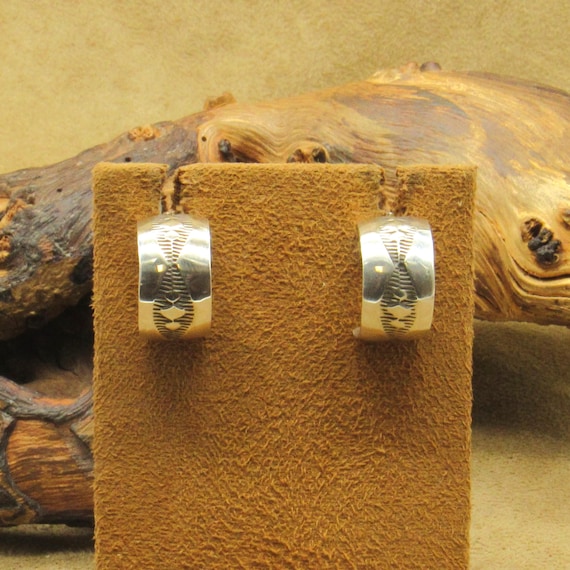Sterling Silver Wide Stud Hoop Earrings