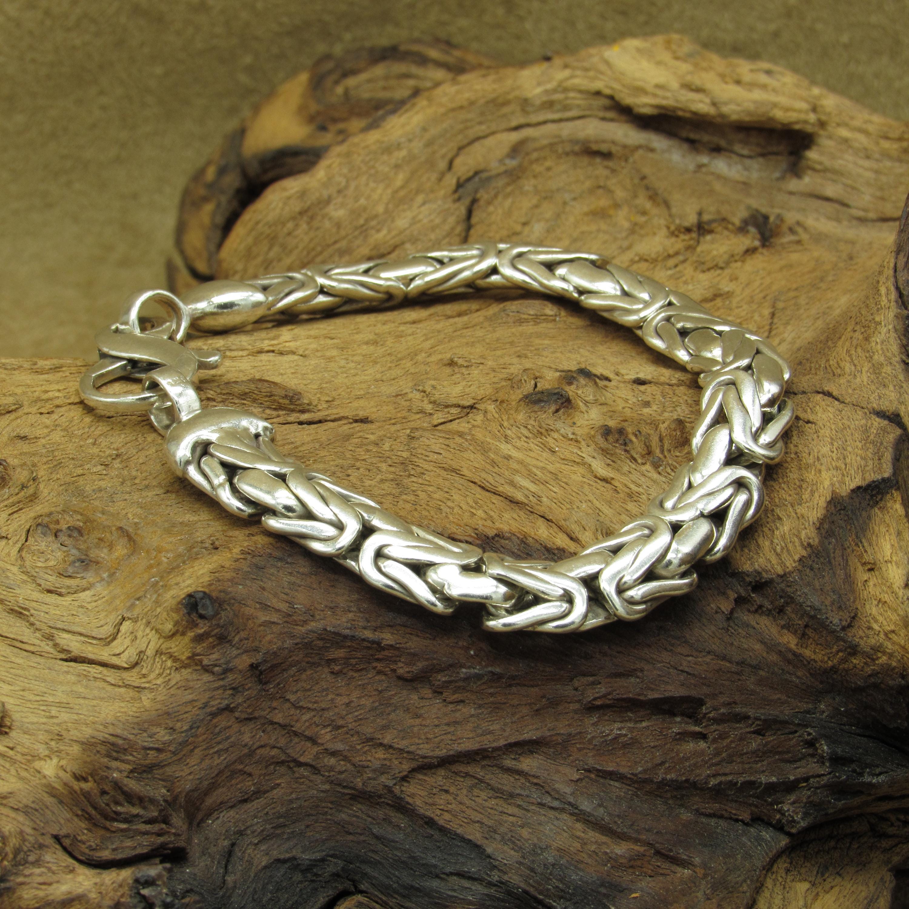 Vintage Thick Sterling Silver Byzantine Chain Bracelet