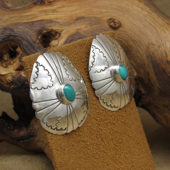 Sterling Silver and Turquoise Post Earrings - image 3