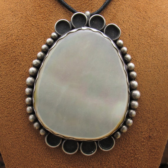 Sterling Silver and Mother of Pearl 2 3/4" Tall P… - image 2
