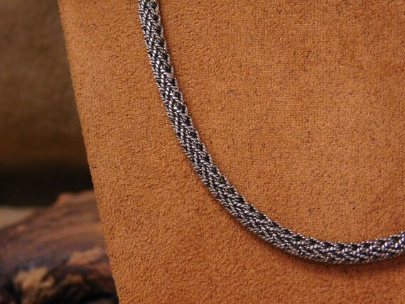 Vintage Sterling Silver Braided Chain Necklace - image 2