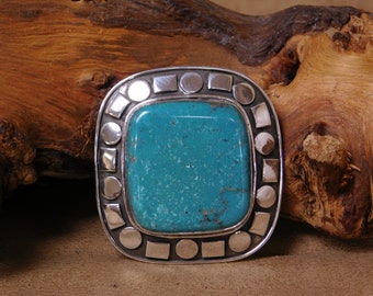 Southwestern Turquoise Sterling Silver Pendant and Pin