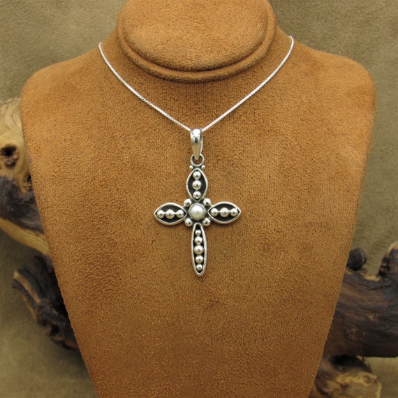 Sterling Silver and Pearl Cross 