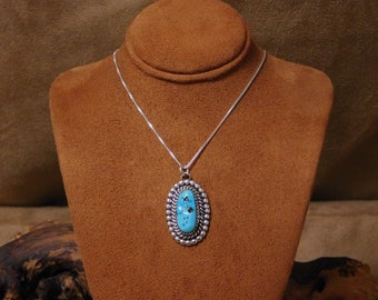 Vintage Sterling Silver Turquoise Necklace