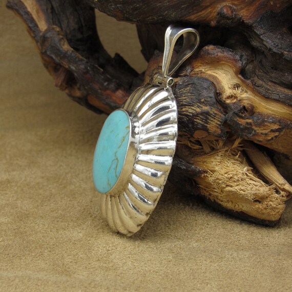 Sterling Silver and Turquoise Pendant from Mexico - image 3