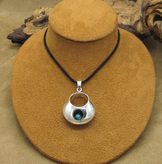 Sterling Silver Reversible Pendant on Cord Necklace by Tucson