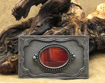 Vintage Southwestern Style Belt Buckle with Stunning Agate Stone