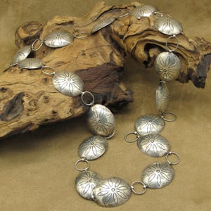 Vintage Sterling Silver Link Concho Belt by J Tulley