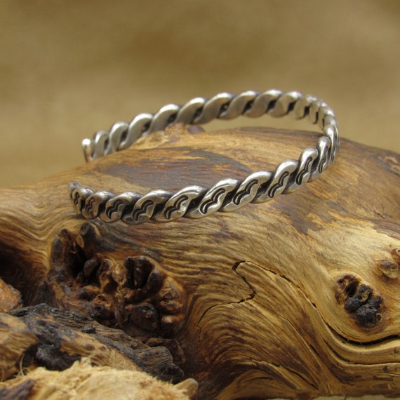 Southwest Sterling Silver Twisted Wire Cuff Brace… - image 2