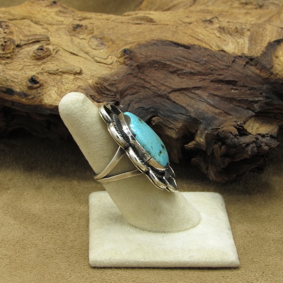 Large Sterling Silver Turquoise Statement Ring - image 3