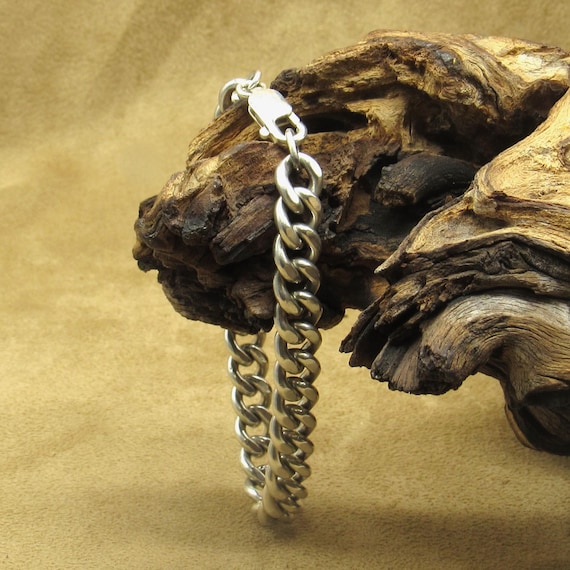 Solid Curb Chain Sterling Silver Bracelet