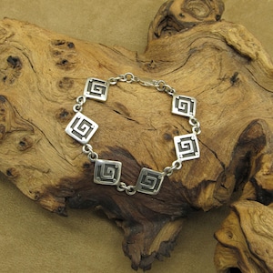 Mexico Sterling Silver Square Link Overlay Bracelet