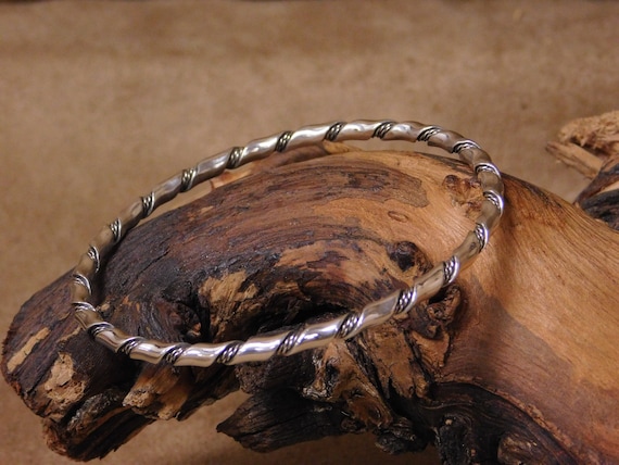 Sterling Silver Twisted Wire Bangle Bracelet - image 1