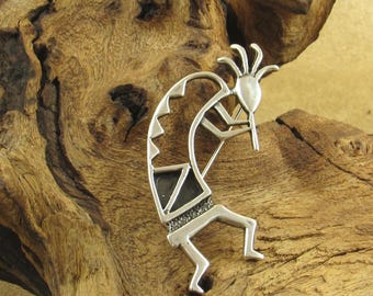 Large Sterling Silver Open Design Kokopelli Pin