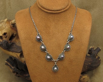 Sterling Silver and Purple Pearl Necklace