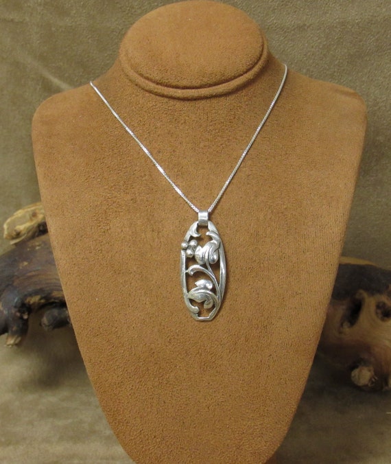 Sterling Silver Leaf and Berry Necklace