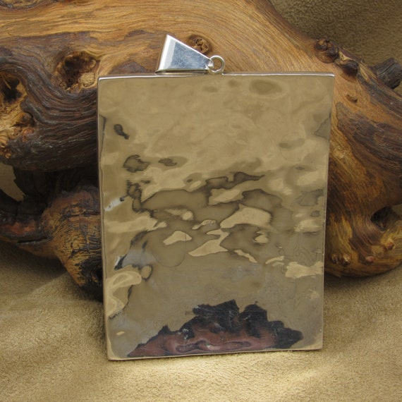 Sterling Silver Large Rectangular Colorful Inlaid… - image 4