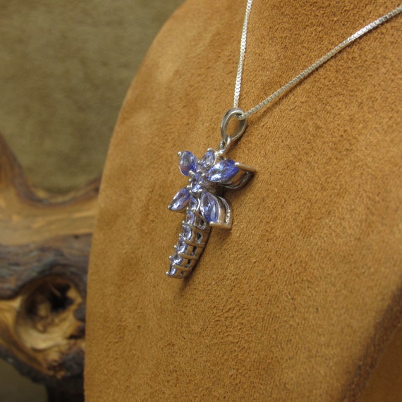Sparkling Blue Stones and Sterling Silver Dragonf… - image 4