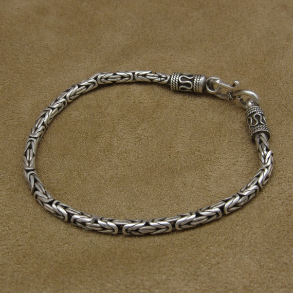 Sterling Silver Byzantine Chain Bracelet Etsy