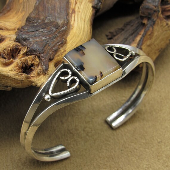 Sterling Silver and Rectangular Montana Agate Cuf… - image 5
