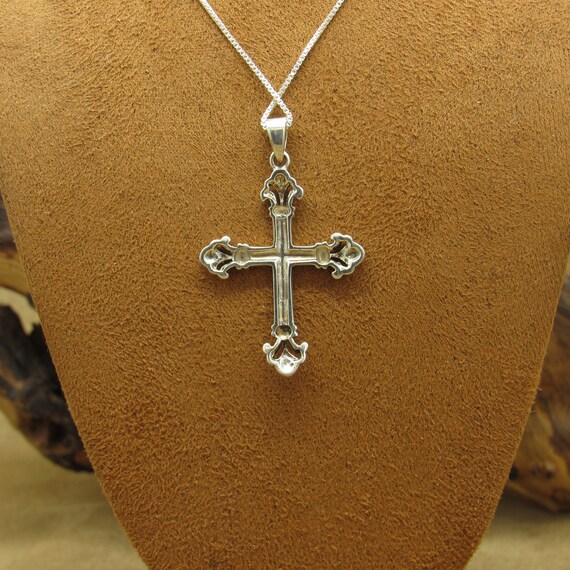 Sterling Silver and Marcasite Cross Necklace - image 6