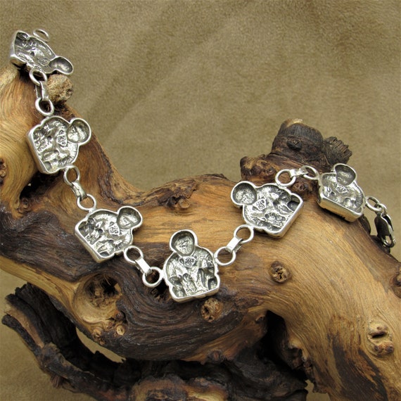 Sterling Silver Southwest Story Teller Link Brace… - image 3