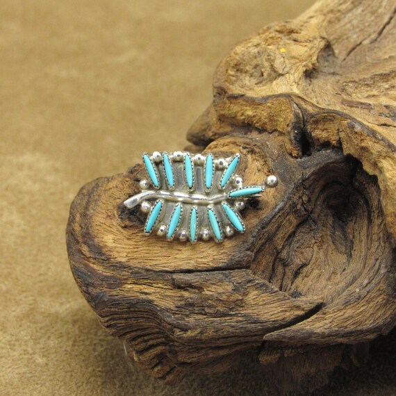 Sterling Silver Turquoise Zuni Needlepoint Pin