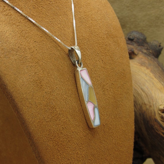 Sterling Silver Mother of Pearl Inlay Necklace - image 2