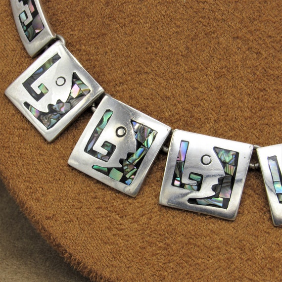 Sterling Silver Abalone Inlay Link Necklace from … - image 4