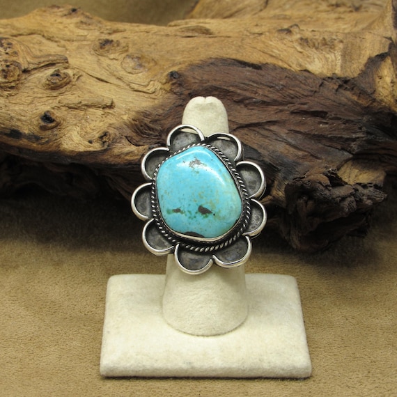 Large Sterling Silver Turquoise Statement Ring - image 1