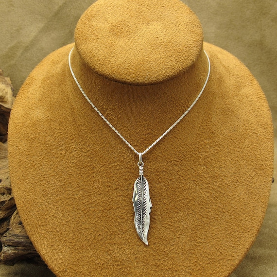 Vintage Sterling Silver Feather Necklace - image 1