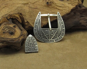 Vintage Sterling Silver Southwestern-Style Ranger Set Belt Buckle and Tip