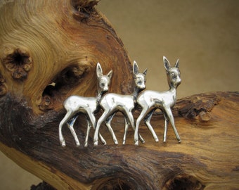 835 Silver Three Deer Pin