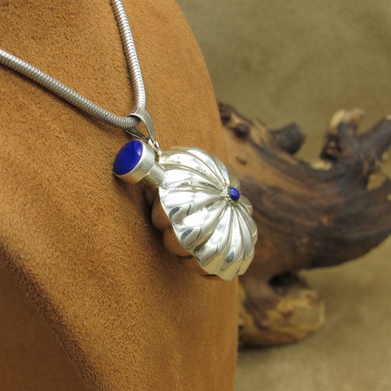 Beautiful Fluted Sterling Silver & Lapis Perfume … - image 3